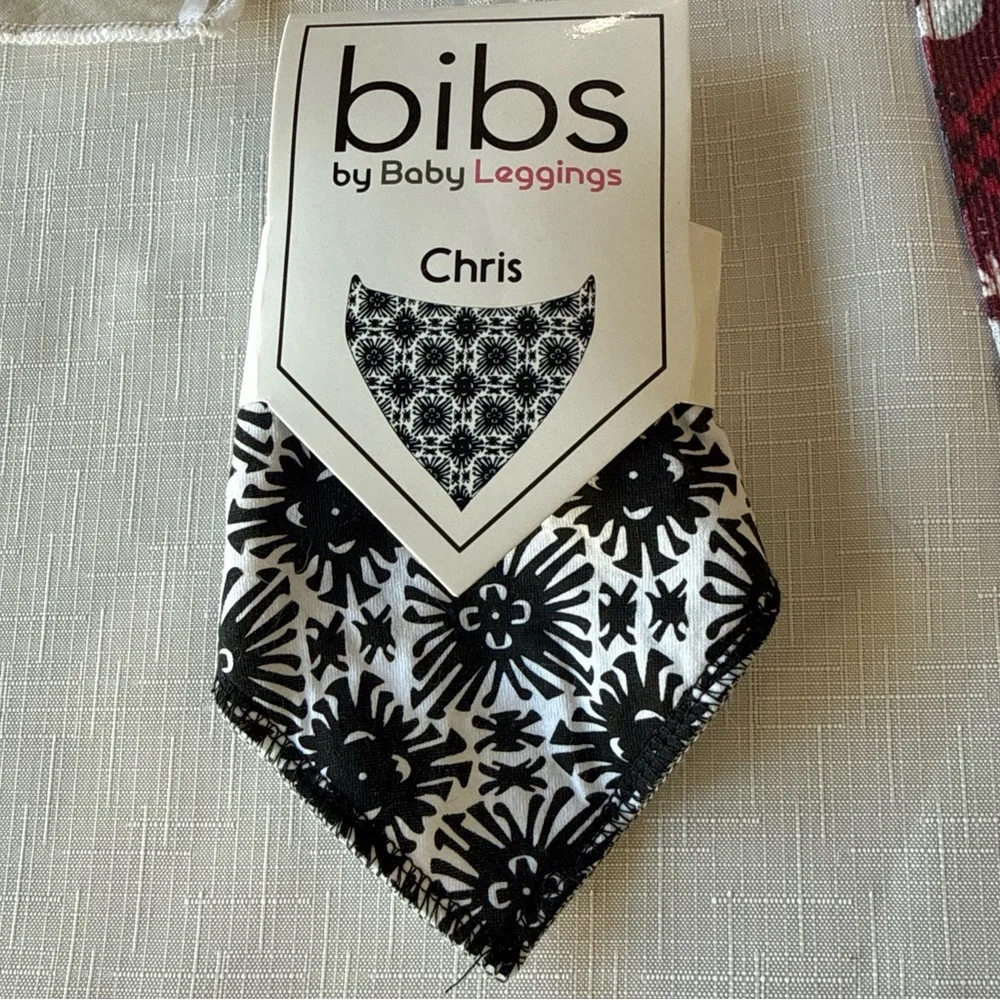 Baby Leggings Bandana Bibs -Set of 3 neutral colors 100% Cotton Front NWT